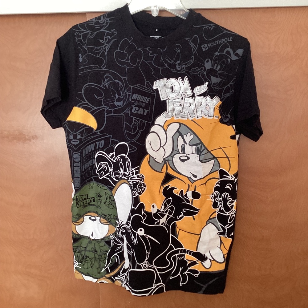 Tom and Jerry Graphic T-Shirt South Pole wicked Fashions Black Sz Small